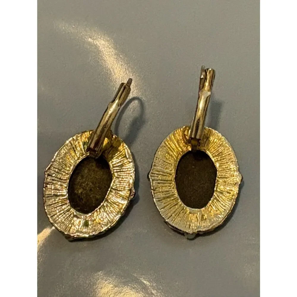 Gold Cameo Drop Earrings with Ivory Profiles
